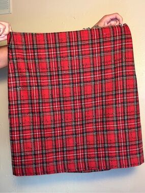 Talbots Red Plaid Classic Tartan Stretchy Midi Skirt with Sequins